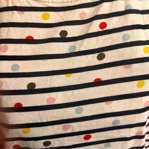 Boden White Striped Long Sleeve Tee with Multicolor Polka Dots Sz 18 - Picture 2 of 5